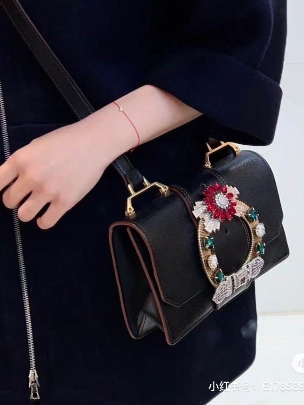 N16 Slightly Used Miu Miu Madras Classic Black Leather Gam Bag